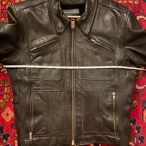 Vintage 8 Mens Napa Leather Distressed Moto Jacket - Picture 8 of 10